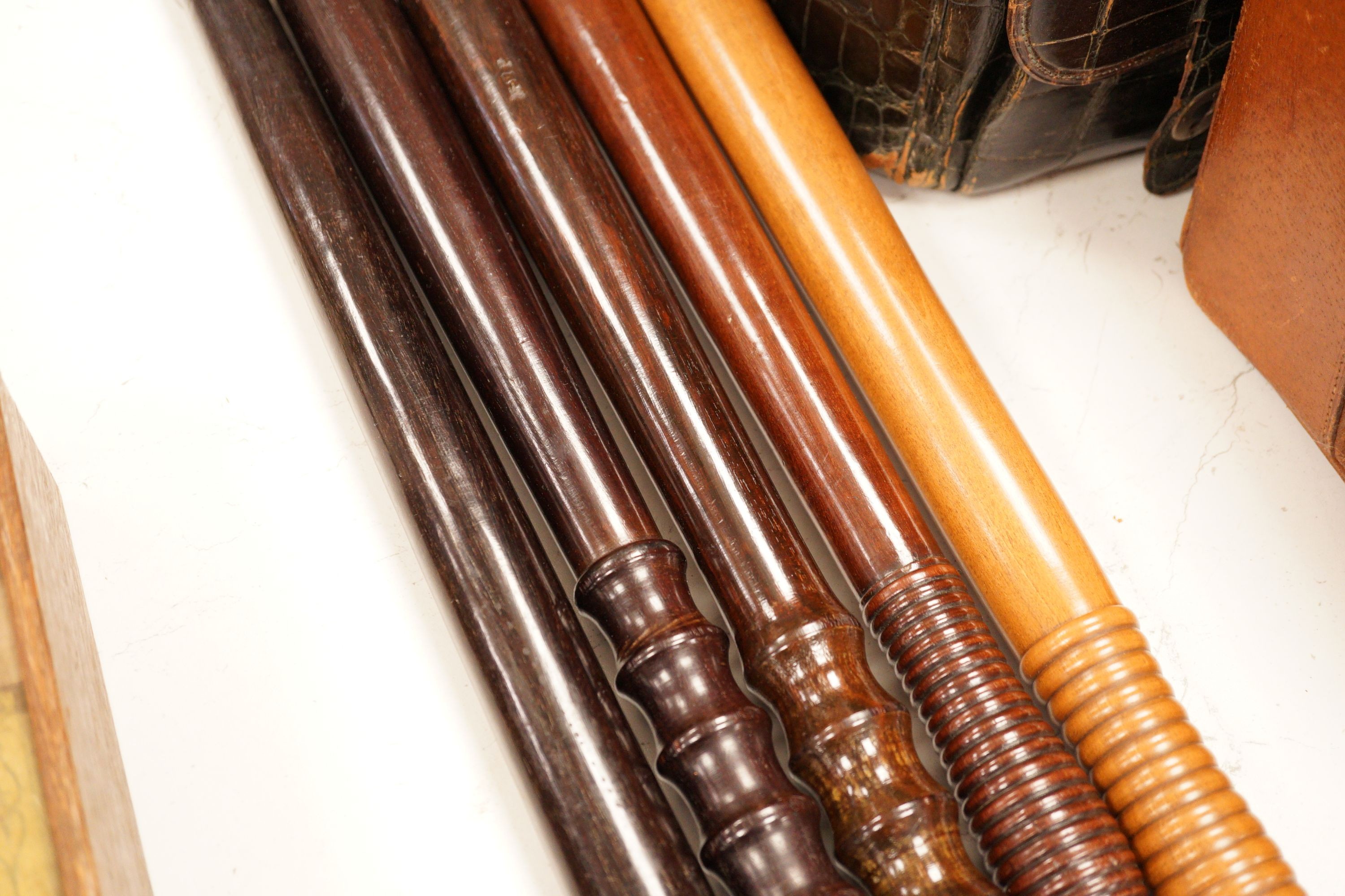A collection of six assorted 19th century constabulary truncheons in varying woods